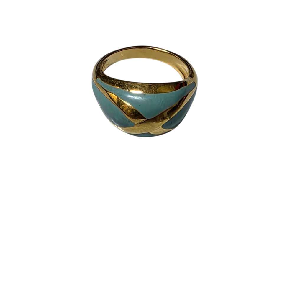 Vintage Gold and Blue Women's Ring